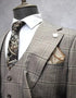 Mens Two Button Notch Lapel Plaid Pattern Suit Tan ~ Brown