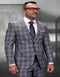 Mens 3 Piece 100 Percent Wool Suit - Affordable Italian Super 150's Fabric in Plaid Texture Fabric in Color Taupe - Online Special