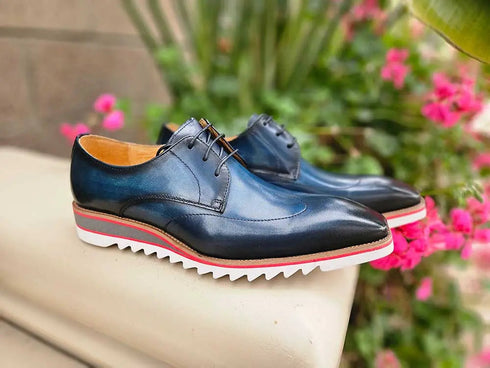 Plain Toe Wing-tip Stitching Blucher style Oxford Carrucci