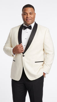 Men’s Ivory and Black Dinner Jacket, Formal Tuxedo Evening Jacket for Weddings and Prom
