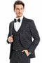 Men's One Button Vested Mini Polka Dot Prom Suit In Black & White