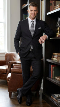 Men’s Black 100% Linen Suit, Two Button Formal Wedding Business Dress Suit