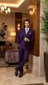 Men’s Purple 2 Button Fashion Suit with Double Breasted Vest, Formal Wedding Prom Dress Suit