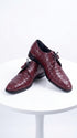 Los Altos Men’s Burgundy Crocodile Shoes, Exotic Gator Lace-Up Formal Dress Shoes