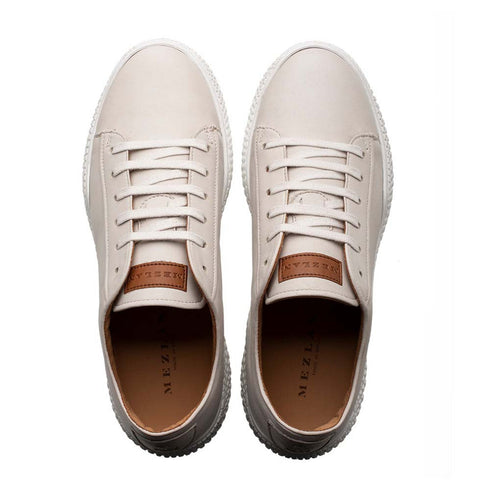 Men’s Pristine White Leather Sneakers By Mezlan Made In Spain Brand