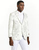 Mens Modern Fit White & Silver Floral Prom Tuxedo Blazer Silver Prom Tuxedos
