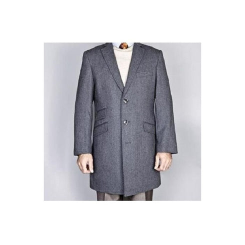 Men's Gray Overcoat - Grey Wool Topcoat - Pure Wool Classic Herringbone Tweed Dress Wool Overcoat