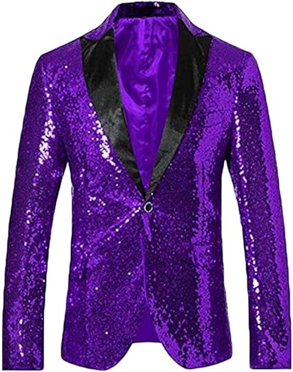 Glitter Tuxedo Dinner Jacket - Sequin Blazer - Purple Flashy Stage Sport Coat By Alberto Nardoni