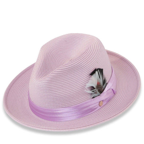 Tapa Crushable Straw Hat Fedora in Purple