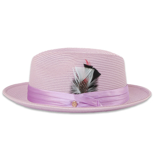 Tapa Crushable Straw Hat Fedora in Purple