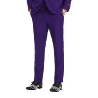 New Tazio Birdseye Textured Black Purple Tuxedo | Shawl Collar Satin Trim 3-Piece