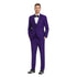 New Tazio Birdseye Textured Black Purple Tuxedo | Shawl Collar Satin Trim 3-Piece