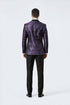 Men’s Purple Jacquard Double-Breasted Formal Tuxedo Jacket with Satin Lapel