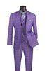 Windowpane Three Piece Suit - Purple