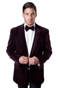 Mens Two Button Classic Velvet Red Blazer
