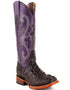 Ferrini Women's Rancher Square Toe Boots Crocodile Print - Black/Purple