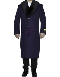 Mens Overcoat Mens Purple 3 Button Dress Coat - Three Quarter 34 Inch Length