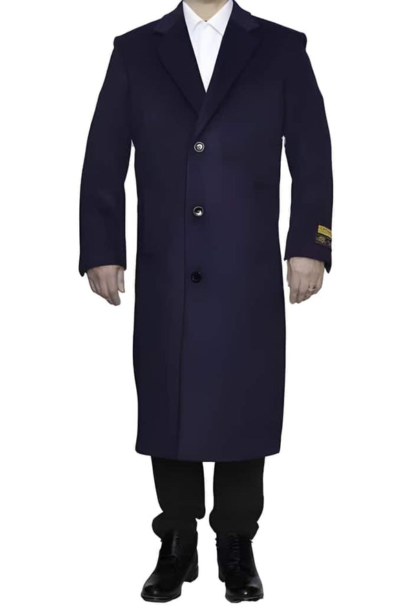 Mens Overcoat Mens Topcoat Mens Purple 3 Button Wool Dress Top Coat - Three Quarter 34 Inch Length