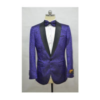 Purple and Black Two Toned Paisley Floral Blazer