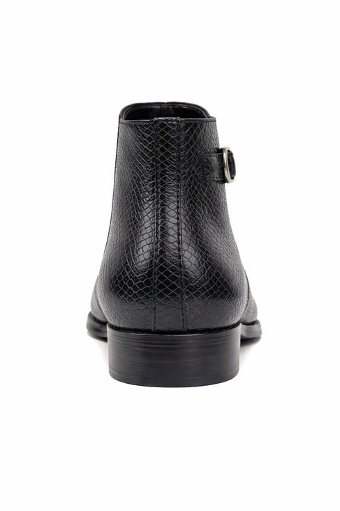 Python Printed Calfskin Buckle Strap Boot