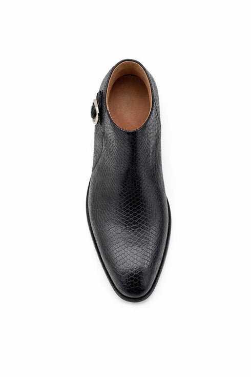 Python Printed Calfskin Buckle Strap Boot