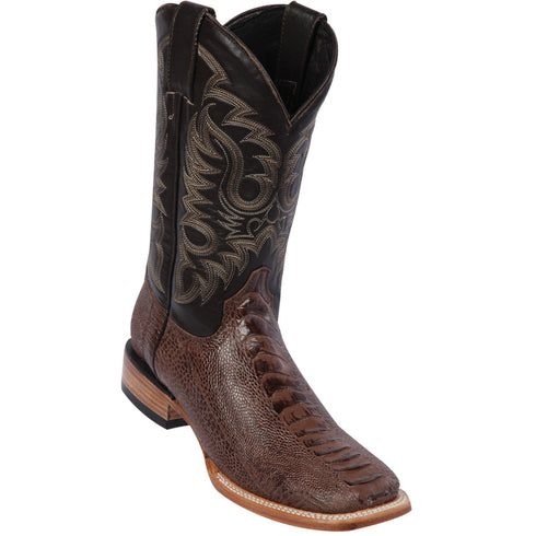 Brown Ostrich Print Boots