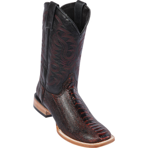 Black Cherry Ostrich Print Boots