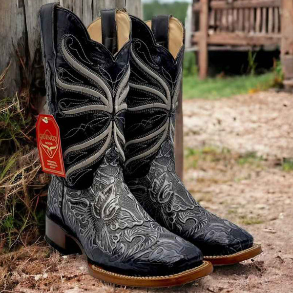 Quincy Mens Print Hand Tooled Boots