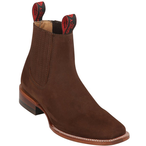 Quincy Mens Brown Square Toe Ankle Boots