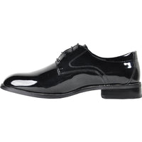 Bravo Mens Plain Round Toe Shiny Patent Tuxedo Shoe in Black