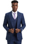 Men's Stacy Adams One Button Peak Lapel Double Breasted Vest Suit in Blue & Purple Plaid