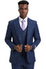 Men's Stacy Adams One Button Peak Lapel Double Breasted Vest Suit in Blue & Purple Plaid