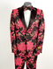 Mens 2 Button Hot Pink Fuschia & Black Floral Paisley Tuxedo