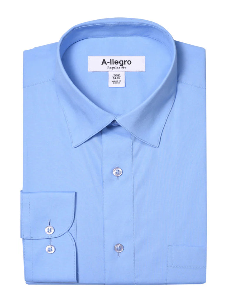 Classic Regular Fit Cotton Convertible Cuff Dress Shirt In Sky Blue ...
