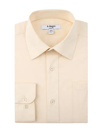 Classic Regular Fit Cotton Convertible Cuff Dress Shirt In Beige