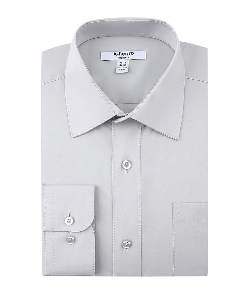 Classic Regular Fit Cotton Convertible Cuff Dress Shirt In Gray ...