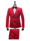 Double Breasted Tuxedo Suit  - Slim fitted Suit - Red Suit - Shawl Collar