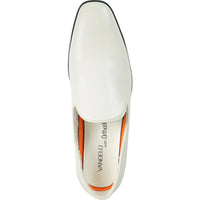 Bravo Mens Classic Plain Toe Slip on Loafer Dress Shoe in Ivory