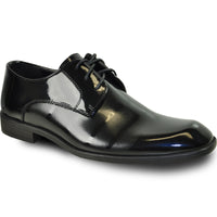 Bravo Mens Classic Patent Textured Tuxedo Oxford Lace Up Dress Shoe in Black