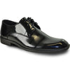 Bravo Mens Classic Patent Textured Tuxedo Oxford Lace Up Dress Shoe in Black