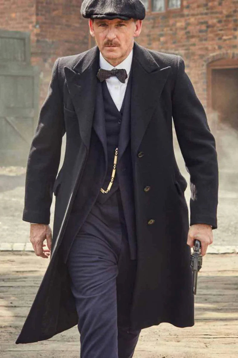 Mens Peaky Blinders Vested Suit with Overcoat & Hat – OvercoatUSA