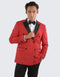 Red Double Breasted One Button Slim Fit Tuxedo Black Peak Lapel - Wedding - Prom