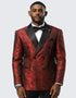 Red Jacquard Double Breasted 6 Button Slim Fit - Wedding - Prom