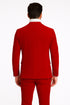Mens Slim Fit Red Velvet Double Breasted Suit with Peak Lapel – Formal Tuxedo Style