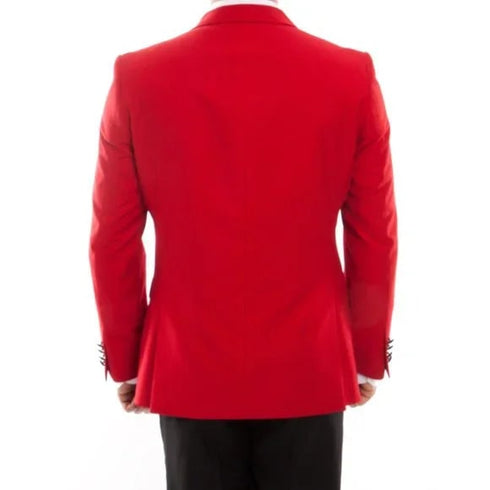 Double Breasted Red Mens Tuxedo w/ Black Pants by Bryan Michaels