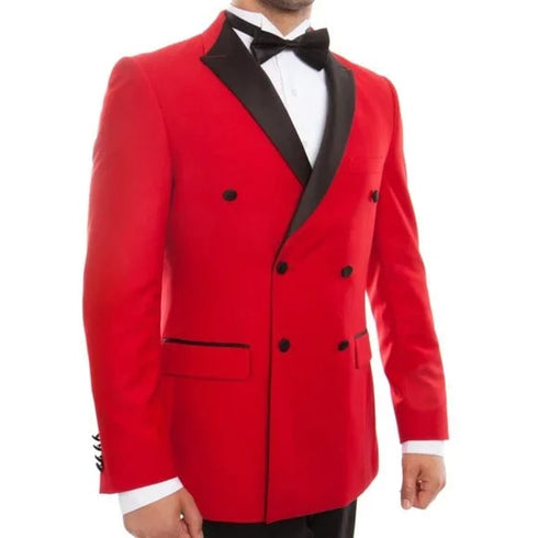 Double Breasted Red Mens Tuxedo w/ Black Pants by Bryan Michaels