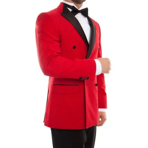 Double Breasted Red Mens Tuxedo w/ Black Pants by Bryan Michaels