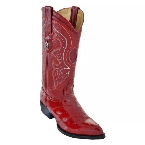 J Toe Cowboy Boots - J Toe Western Boots - Los Altos Red J-Toe Genuine Eel Boot