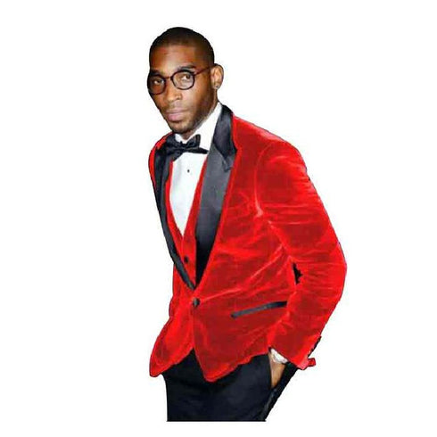 Red Big And Tall Velvet Sport Coat