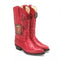 J Toe Cowboy Boots - J Toe Western Boots - Los Altos Red Ostrich Quill Print J-Toe